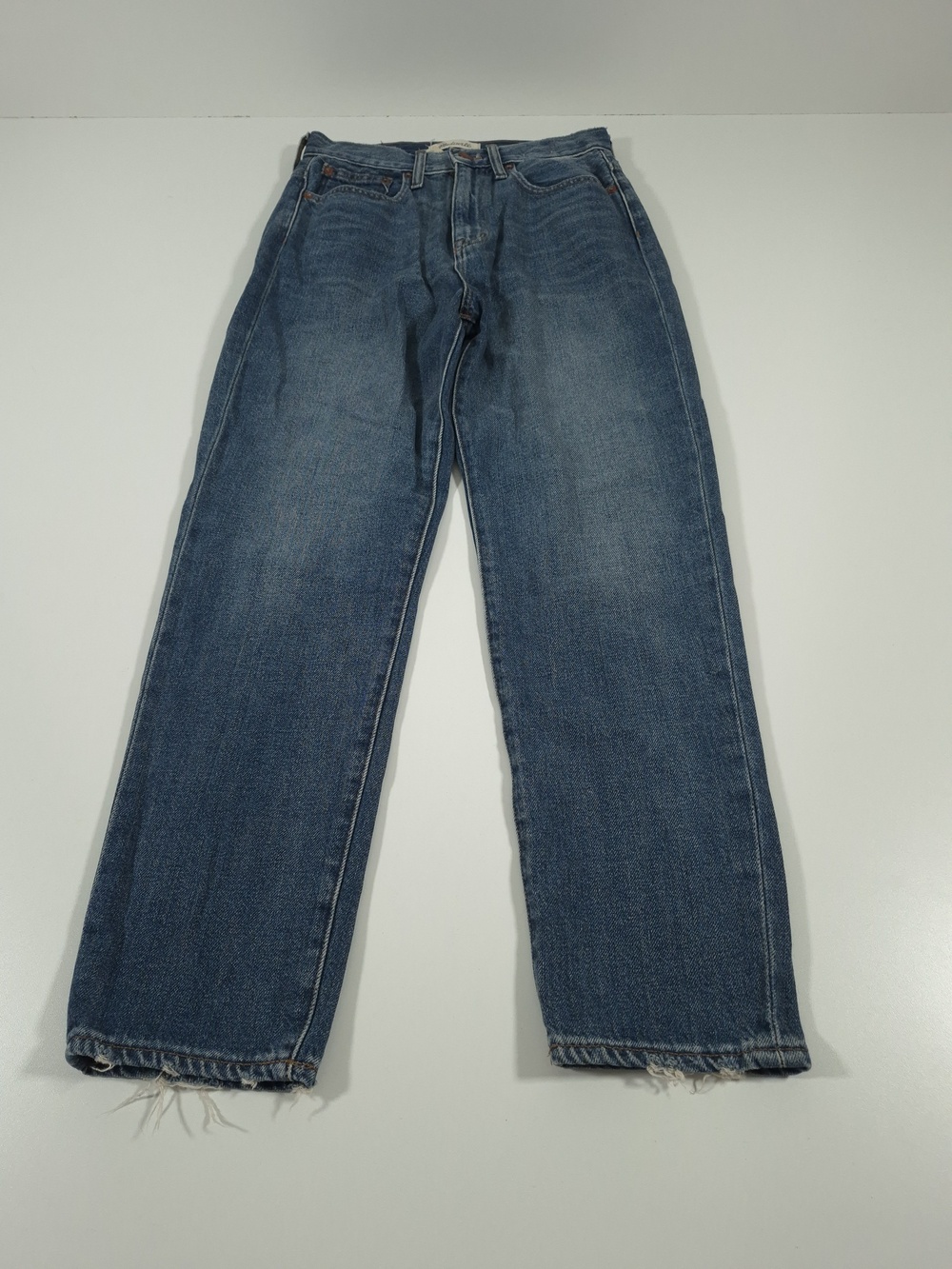 Madewell The Momjean Jeans Womens 25 Medium Wash High Rise Distressed Blue NWT